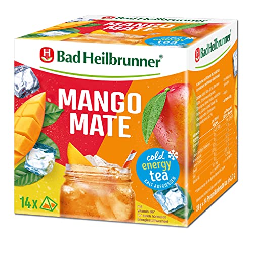 Bad Heilbrunner Cold Energy Tea – Mango Mate im Pyramidenbeutel, 6er Pack (6 x 14 Pyramidenbeutel) von Bad Heilbrunner
