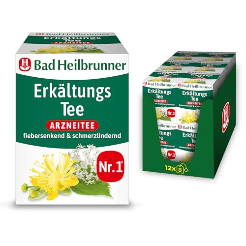 Bad Heilbrunner Erkältungstee - Arzneitee im Filterbeutel - Eukalyptus - lindernd & entzündungshemmend bei Erkältungen, Husten oder Schnupfen (12 x 8 Filterbeutel) von Bad Heilbrunner