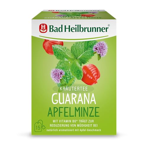 Bad Heilbrunner Guarana Apfelminze Tee im Filterbeutel, 5er Pack (5 x 15 Filterbeutel) von Bad Heilbrunner