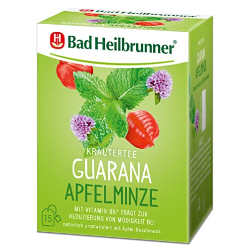 Bad Heilbrunner Guarana Apfelminze Tee im Filterbeutel, 5er Pack (5 x 15 Filterbeutel) von Bad Heilbrunner