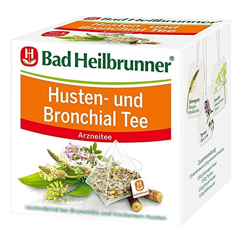 Bad Heilbrunner Husten- und Bronchial Tee im Pyramidenbeutel, 6er Pack (6 x 15 Pyramidenbeutel) von Bad Heilbrunner