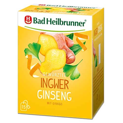Bad Heilbrunner Ingwer-Ginseng Tee im Filterbeutel, 5er Pack (5 x 15 Filterbeutel) von Bad Heilbrunner