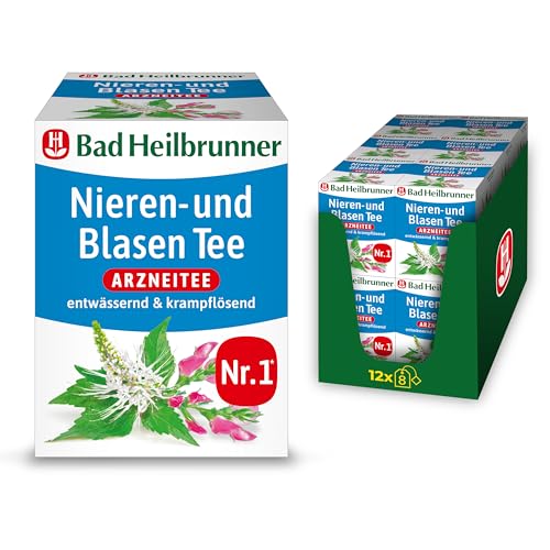 Bad Heilbrunner Nieren- & Blasen Tee - Arzneitee im Filterbeutel - Tassenfertig - Birkenblätter - bei bakteriellen & entzündlichen Erkrankungen der Harnwege (12 x 8 Filterbeutel) von Bad Heilbrunner