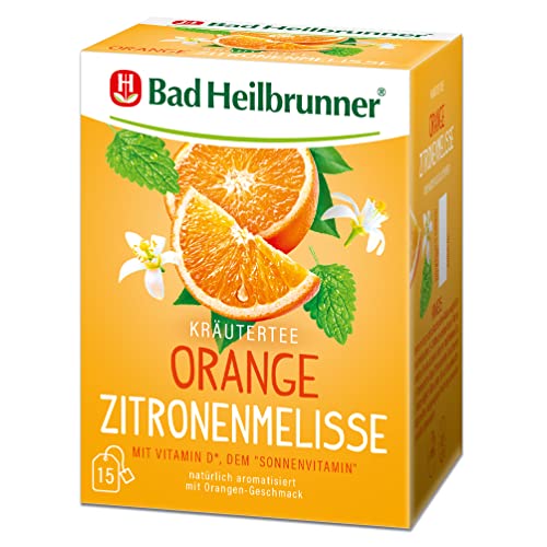 Bad Heilbrunner Orange Zitronenmelisse Tee im Filterbeutel, 5er Pack (5 x 15 Filterbeutel) von Bad Heilbrunner