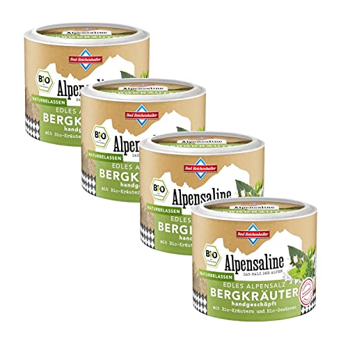 Bad Reichenhaller Alpensaline Edles Alpensalz Bergkräuter 4x90g | Premium Salz Gewürzmischung mit Bio-Gewürze und Bio-Kräuter aus kontrolliert biologischer Anbau | Bundle Paket Bad Reichenhaller Alpensaline Edles Alpensalz Bergkräuter 4x90g | Premium Salz Gewürzmischung mit Bio-Gewürze und Bio-Kräuter aus kontrolliert biologischer Anbau | Bundle Paket von Bad Reichenhaller Alpensaline