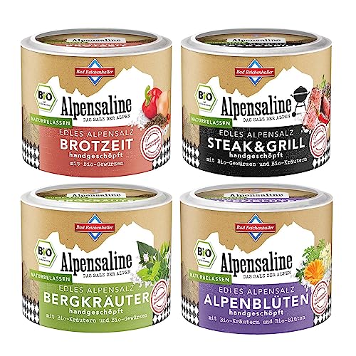 Bad Reichenhaller Alpensaline Edles Alpensalz 4er Quartett mit BIO-Gewürze | Brotzeit, Steak & Grill, Bergkräuter, Alpenblüten Gewürzmischung BIO-Zertifiziert, Naturbelassen, nachhaltige Verpackung Bad Reichenhaller Alpensaline Edles Alpensalz 4er Quartett mit BIO-Gewürze | Brotzeit, Steak & Grill, Bergkräuter, Alpenblüten Gewürzmischung BIO-Zertifiziert, Naturbelassen, nachhaltige Verpackung von Bad Reichenhaller Alpensaline
