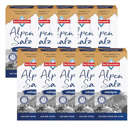 Bad Reichenhaller Alpensaline Mittelgrobes Alpensalz 10x1Kg Vorratsangebot | ohne Zusätze natürlich regional Siedesalz | Großverpackung 10kg Salz Bad Reichenhaller Alpensaline Mittelgrobes Alpensalz 10x1Kg Vorratsangebot | ohne Zusätze natürlich regional Siedesalz | Großverpackung 10kg Salz von Bad Reichenhaller Alpensaline