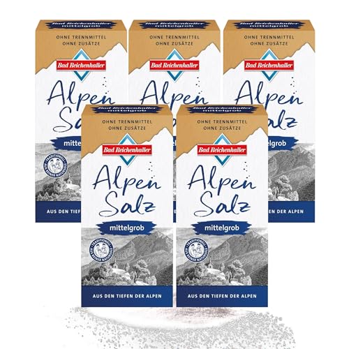 Bad Reichenhaller Mittelgrobes Alpensalz 5x1Kg Vorratsangebot | ohne Zusätze natürlich regional Siedesalz | Großverpackung 5kg Salz Bad Reichenhaller Mittelgrobes Alpensalz 5x1Kg Vorratsangebot | ohne Zusätze natürlich regional Siedesalz | Großverpackung 5kg Salz von Bad Reichenhaller Alpensaline