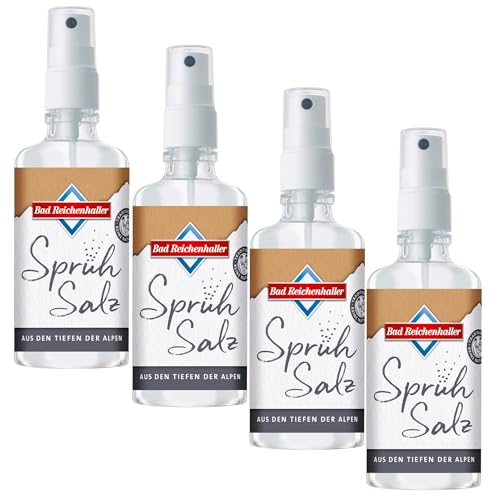 Bad Reichenhaller Alpensaline Pures Sprühsalz 4 x 120ml | Reine Natursole der Alpen | naturbelassen salz zum sprühen | Set Vorratspackung von Bad Reichenhaller Alpensaline