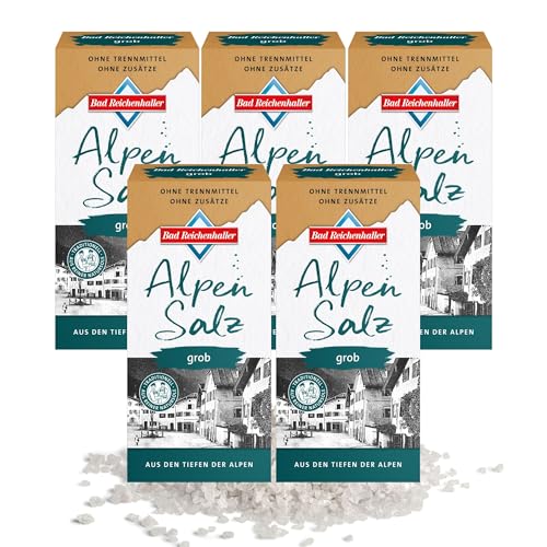 Bad Reichenhaller Grobes Alpensalz 5 x 1 Kg Vorratsangebot | ohne Zusätze natürlich regional Siedesalz | Großverpackung 5kg Salz von Bad Reichenhaller