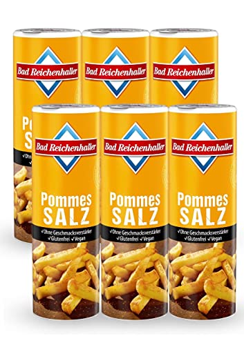 Bad Reichenhaller Pommes-Salz 6 x 300g Dose | Großpackung Vorratspackung in der Dose Kartoffelgewürz | ohne Geschmacksverstärker Glutenfrei | vegetarische und vegane Küche geeignet von Bad Reichenhaller