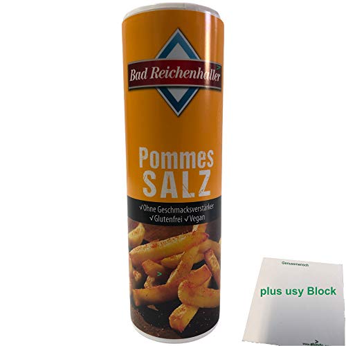 Bad Reichenhaller Pommes Salz Gastro Streuer (300g XXL Streuer) plus usy Block Genussmensch von Bad Reichenhaller
