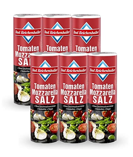 Bad Reichenhaller Tomaten Mozarella Salz 6 x 300g Dose | Großpackung Vorratspackung in der Dose | ohne Geschmacksverstärker Glutenfrei | vegetarische und vegane Küche geeignet von Bad Reichenhaller