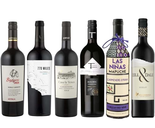 La Grande Vinothèque - Wein Probierpaket - Auswahl von 6 Rotweinen aus der Neuen Welt - Argentinien, Kalifornien, Chile, Australien, Südafrika (6 x 0,75L) von La Grande Vinothèque