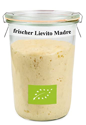 Bäckerei Spiegelhauer Bio Lievito Madre 200 g frischer Bio Weizen-Sauerteig I Backen ohne Hefe I Anstellgut triebstark für Brot, Brötchen, Pizza, Ciabatta I mit Sauerteig-Glas von Bäckerei Spiegelhauer