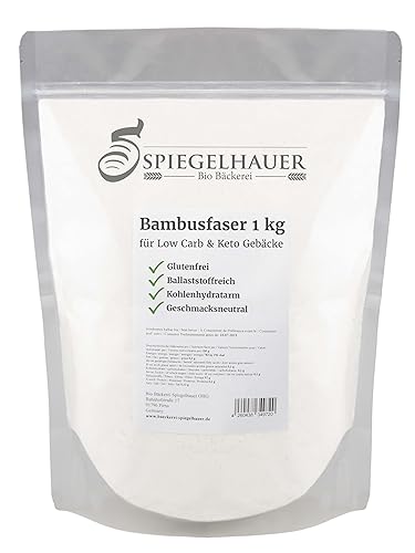 Bambusfaser 1 kg - Das perfekte lower carb Mehl zum Backen Bestäuben Bemehlen und Ausrollen - frei von Kohlenhydraten von Bäckerei Spiegelhauer