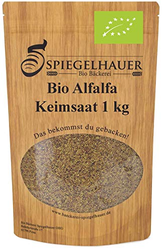 Bio Alfalfa Luzerne Keimsaat - Sprossensamen für die Zucht von Alfalfasprossen - der natürliche Energiespender - lecker in Salaten - Inhalt: 1 kg Alfalfa Samen von Bäckerei Spiegelhauer
