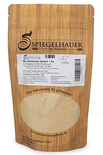 Bio Backmalz dunkel - qualitativ hochwertig und enzyminaktiv - erstklassig zum Brot und Brötchen backen - ideal als Farbmalz - Inhalt: 1kg Bio Gerstenmalz von Bäckerei Spiegelhauer