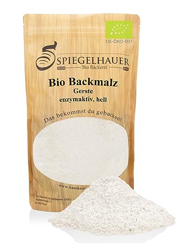 Bio Gerstenbackmalz 1kg - Back Malz (hell) - enzymaktiv und frei Zusätzen – erstklassiges Malzmehl für knusprige Brote und Brötchen Bio Gerstenmalz von Bäckerei Spiegelhauer
