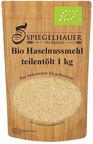 Bio Haselnussmehl teilentölt 1 kg Low Carb Mehl vegan, gemahlene Haselnüsse als Mehl-Alternative von Bäckerei Spiegelhauer