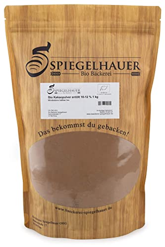 Bio Kakaopulver 1 kg aus besten Kakaobohnen - Rohkost 100% reiner Kakao BIO Kakaopulver stark entölt (11% Fett) von Bäckerei Spiegelhauer