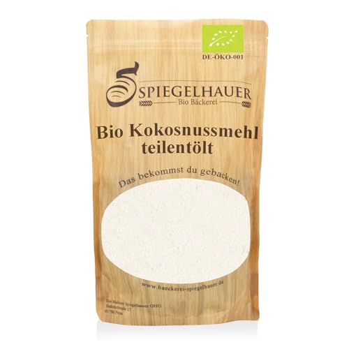 Bio Kokosmehl - Kokosnussmehl teilentölt - qualitativ hochwertig, low carb, vegan, glutenfrei - für den Low Carb Ernährungsplan geeignet - ohne weitere Zusätze - | Inhalt: 1 kg | Bio Kokosnussmehl von Bäckerei Spiegelhauer