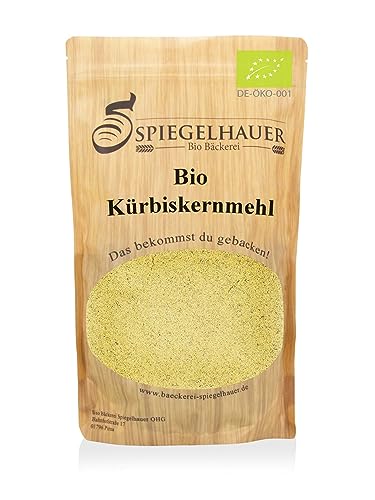 Bio Kürbiskernmehl teilentölt 1 kg glutenfrei aus gemahlen Kürbiskernen 61% Eiweiß von Bäckerei Spiegelhauer