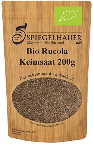 Bio Rucola Keimsaat - Rucolasamen für die Zucht von Rucolasprossen - der natürliche Energiespender - lecker in Salaten - Inhalt: 200 Gramm Rucola Samen von Bäckerei Spiegelhauer
