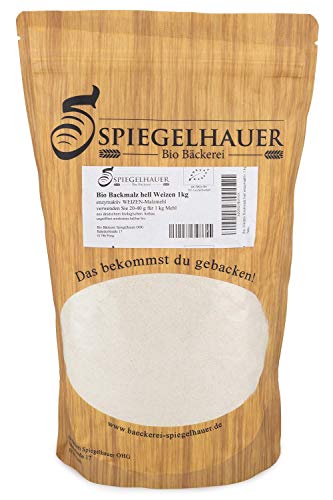 Bio Weizen Backmalz - Weizenbackmalz hell - qualitativ hochwertig und enzymaktiv - erstklassig zum Brötchen backen - ohne weitere Zusätze - Inhalt: 1kg Bio Weizenmalz zum Backen von Bäckerei Spiegelhauer