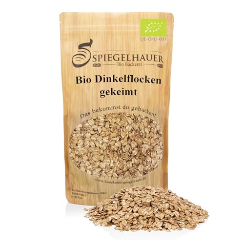 Bio gekeimte Dinkelflocken 1 kg I Flocken Dinkel gekeimt Müsli Keimlinge Dinkel basisch vegan von Bäckerei Spiegelhauer