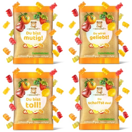 BärenMut Fruchtgummis 20x 10g Tütchen – Positive Affirmationen & zuckerreduziert mit 30% weniger Zucker – Gesundheitsbewusste Snacks für Kinder, Kindergeburtstag, Mitbringsel & Motivationsgeschenk BärenMut Fruchtgummis 20x 10g Tütchen – Positive Affirmationen & zuckerreduziert mit 30% weniger Zucker – Gesundheitsbewusste Snacks für Kinder, Kindergeburtstag, Mitbringsel & Motivationsgeschenk von BärenMut