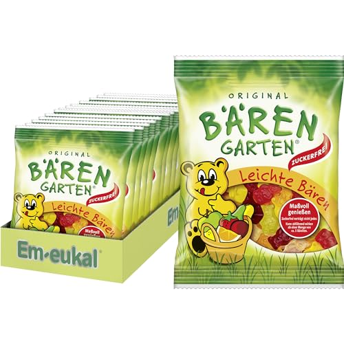 Bärengarten Leichte Bären zuckerfrei 2.100g – Gummibärchen ohne Zucker – mit natürlichen Aromen – in den Varianten Orange, Erdbeere, Birne, Zitrone, Kirsche & Apfel - (14x150g) von Bärengarten