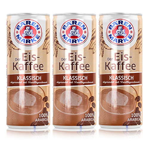 Bärenmarke Eiskaffee 0,25 Liter Dose - 1,8% Fett im Milchanteil - 100% Arabica - inkl. 0,25€ Pfand (3er Pack) von Bärenmarke