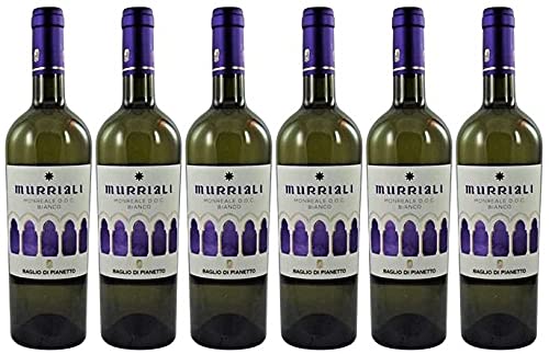 6 x Monreale Murriali Bianco DOC 2019 (IT-BIO-008) von Baglio di Pianetto im Sparpack (6x0,75l), trockener Weisswein aus Sizilien von Baglio di Pianetto