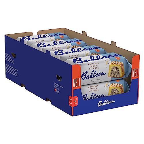 Bahlsen Comtess Mohn Zitrone - 8er Pack - saftiger Zitronenkuchen mit Mohnfüllung und heller Glasur, einzeln verpackt (8 x 350 g) von Bahlsen