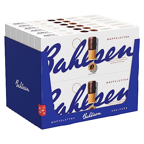 Bahlsen Waffeletten Edelherb - 12er Pack - Waffelgebäck mit edelherber Schokolade (12 x 100 g) von Bahlsen