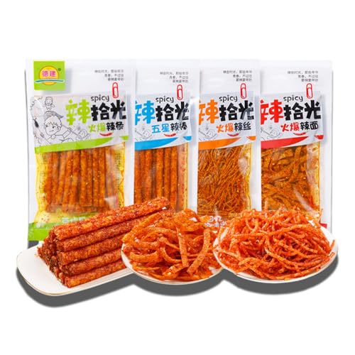 BaiLiSnacky Latiao 116g*4Pcs, Latio Chinese Snack, Chinesische Würzige Snacks, Würzig Gewürzte Snacks, Klassische Hot Strips Fürs Büro, Partys von BaiLiSnacky
