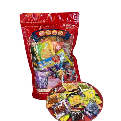 BaiLiSnacky Candy Bonbons Schälbarer Kaubonbons Traube Orange Erdbeere 19Verschiedene Fruchtaromen 24g*19pack Kauspaß mit Vegan & Gesund von BaiLiSnacky