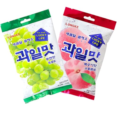 BaiLiSnacky Fruchtbonbons 153 G Edelfrucht Mischung - Retro Fruchtbonbons - Bonbons Wie Früher - Jahrmarkt Bonbons Geeignet Für Geburtstag Und Weihnachten (Grüne Trauben + Pfirsiche) von BaiLiSnacky