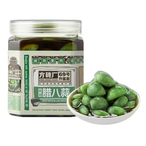 BaiLiSnacky Laba-Knoblauch Eingelegter Knoblauch 450 g/Dose Grüner Knoblauch Grüner Knoblauch Vegetarisches Essen Köstlicher Essig-Knoblauch von BaiLiSnacky