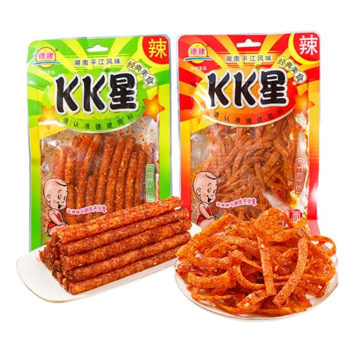 BaiLiSnacky Latiao 2 Packs Big Spicy Seasoned Sweet and Chinese Snacks Classic Hot Strips for Office Casual (106 G X 2 Packs) von BaiLiSnacky