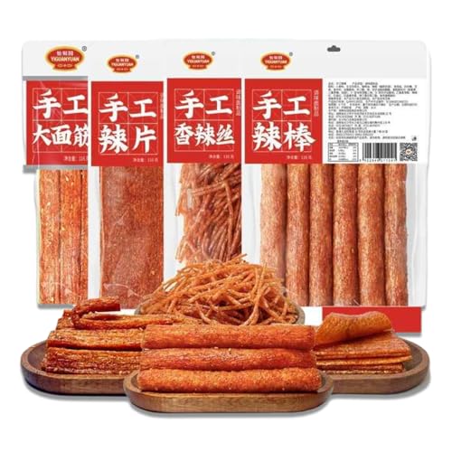 BaiLiSnacky Latiao –Chinesische Würzige Snacks （116g×4Pcs） Authentisch Chinesisch Vegetarisch Big Latiao Hot & Spicy Stick Gluten Strips Traditionelle Chinesische Würzmischung von BaiLiSnacky