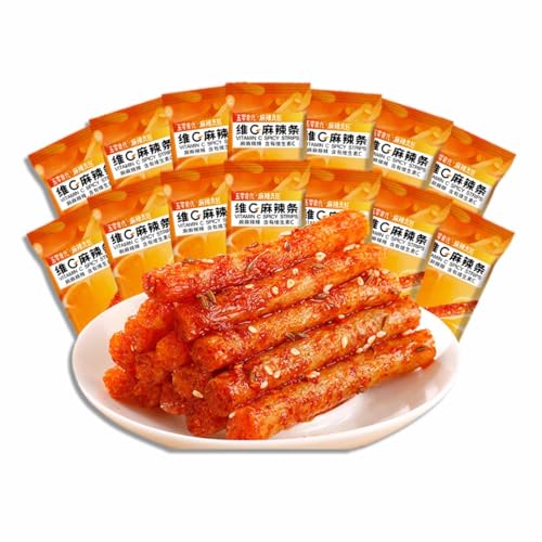 BaiLiSnacky Latiao –Chinesische Würzige Snacks （16g×10Pcs） Authentisch Chinesisch Vegetarisch Big Latiao Hot & Spicy Stick Gluten Strips Traditionelle Chinesische Würzmischung von BaiLiSnacky