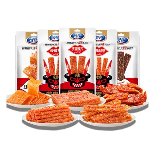 BaiLiSnacky Scharfe Streifen 5er Packung Scharfe Streifen, Scharfe Snacks, Chinesische Scharfe Snacks, Klassische Scharfe Streifen fürs Büro, Casual Snacks, Scharfe Streifen von BaiLiSnacky