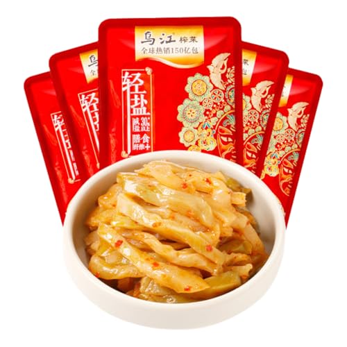 BaiLiSnacky WuJiang Zhacai Preserved Mustard (Spicy) - Authentic Sichuan Fermented Vegetables 30g (5 Beutel) - Healthy Snacks for Office von BaiLiSnacky