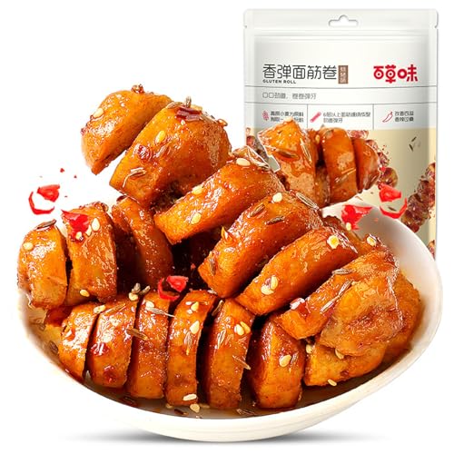 BaiLiSnacky Würzige Glutenbrötchen Würzig und zäh Würzig und süchtig machend Glutenbrötchen BBQ-Geschmack 135 g/4,76 oz pro Packung (6 Packungen) von BaiLiSnacky