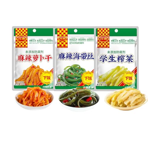 BaiLiSnacky Zhacai 53g*3Pcs Der Würzige Crunch Für Ihre Mahlzeiten – Knusprig Aromatisch Und Verzehrfertig von BaiLiSnacky