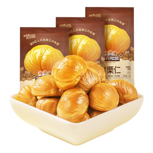 Kastanienkerne Ganze Kastanien Geröstet Und Geschält Ganze Reife Kastanien Natürlich Süß Nussig Ballaststofflieferant Fettarm Und Vegetarisch (3 Packungen x 40g (insgesamt 120g)) von BaiLiSnacky
