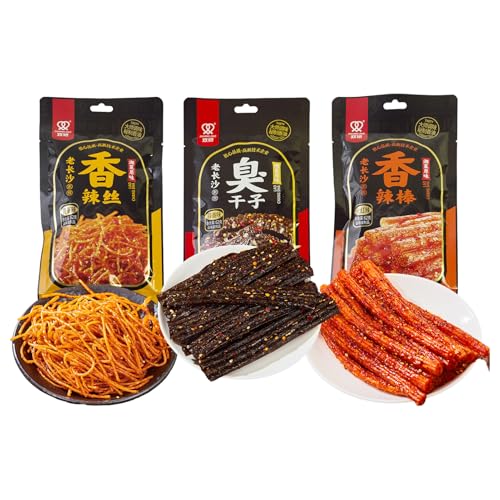 Würzig Gewürzte 62g/Beutel Big Latiao Würzige Chinesische Snacks, Hot & Spicy Stick Gluten Strips, Scharfer Weizensnack Klassische Hot Strips fürs Büro 3 Beutel von BaiLiSnacky