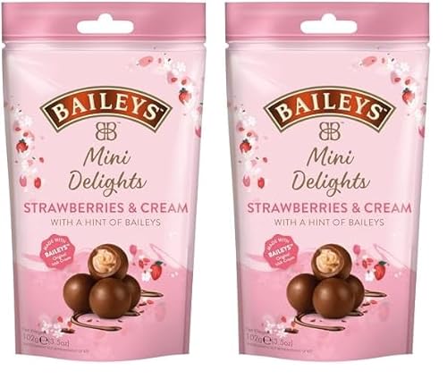 Baileys Chocolate Mini Delights Strawberries & Cream | 1 x 102 g | zartschmelzende Mini-Pralinen | Pralinen Geschenk | gefüllt mit Baileys Likör (Packung mit 2) von Baileys